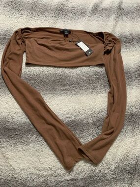 4/$30 Brown Tube-Cropped Long Sleeve Top